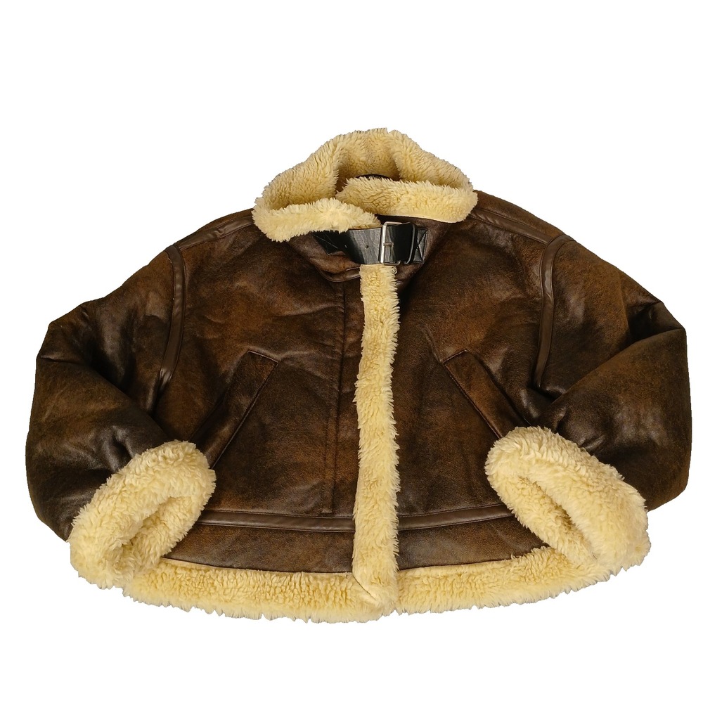 ZARA Double Faced Jacket FAUX Shearling Aviator Bomber Streetwear Flight Size S